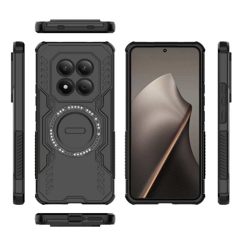 For Xiaomi Redmi Note 15 Pro 5G (Global) Magnetic Case WANLONFENG DJ Series PC TPU Phone Cover with 2Pcs Tempered Glass Film - Black