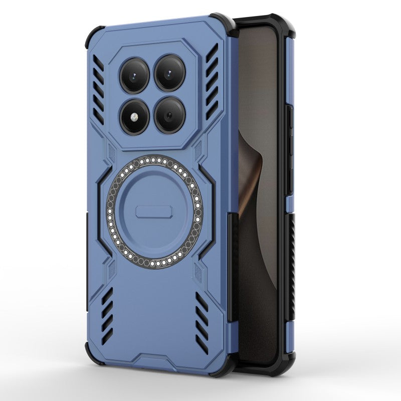 For Xiaomi Redmi Note 15 Pro 5G (Global) Magnetic Case WANLONFENG DJ Series PC TPU Phone Cover with 2Pcs Tempered Glass Film - Blue