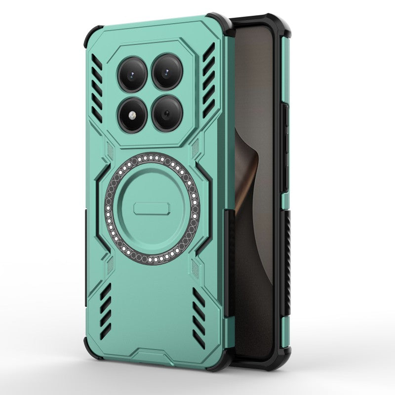 For Xiaomi Redmi Note 15 Pro 5G (Global) Magnetic Case WANLONFENG DJ Series PC TPU Phone Cover with 2Pcs Tempered Glass Film - Green