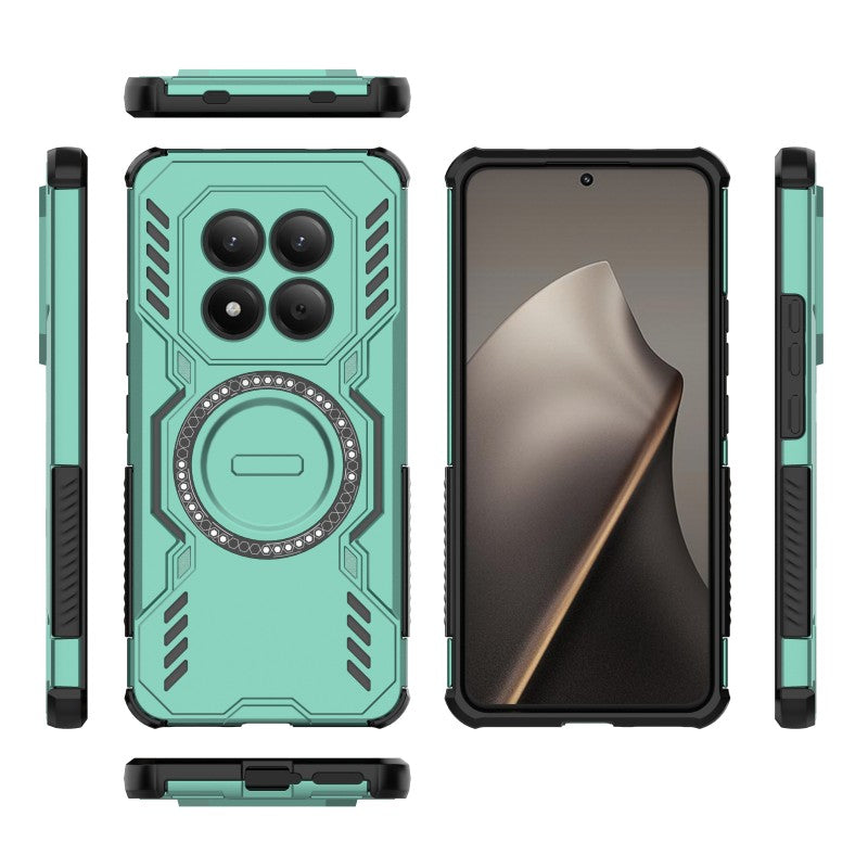 For Xiaomi Redmi Note 15 Pro 4G (Global) Magnetic Case WANLONFENG DJ Series PC TPU Phone Cover with 2Pcs Tempered Glass Film - Green