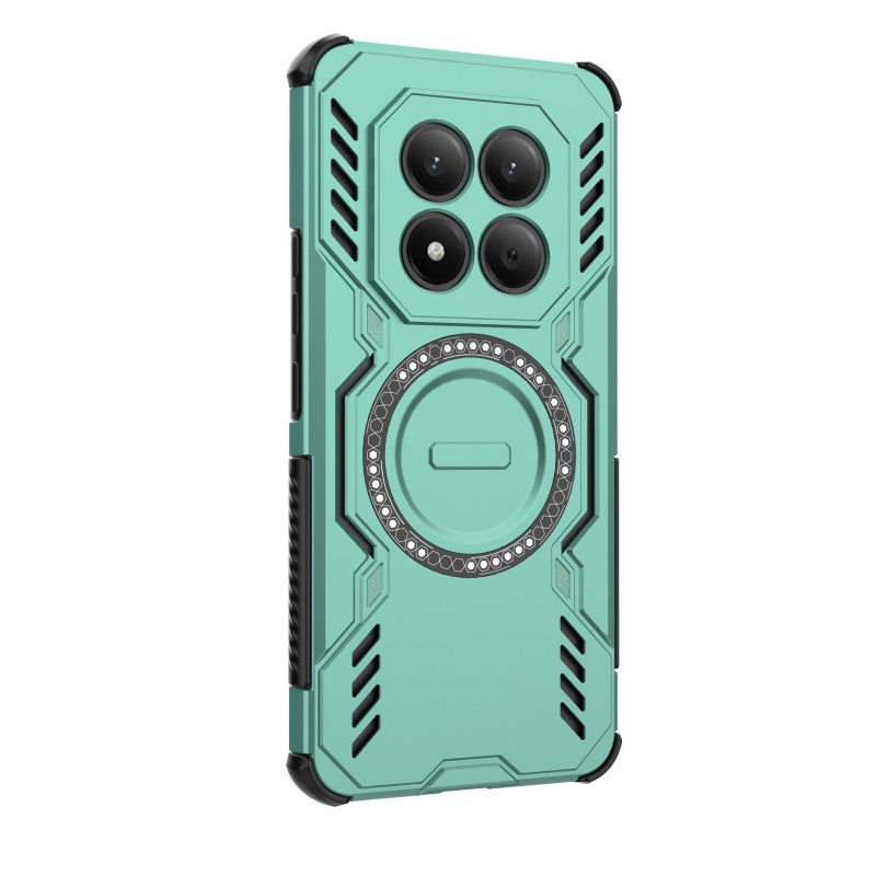 For Xiaomi Redmi Note 15 Pro 4G (Global) Magnetic Case WANLONFENG DJ Series PC TPU Phone Cover with 2Pcs Tempered Glass Film - Green