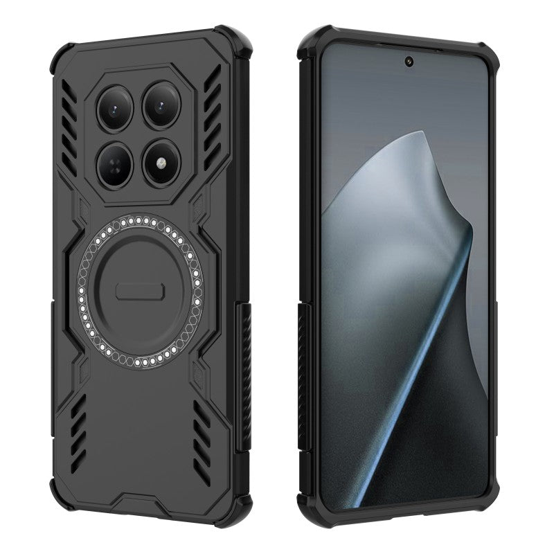 For Xiaomi Redmi Note 15 5G (Global) / Xiaomi Poco M8 5G Magnetic Case WANLONFENG DJ Series PC TPU Phone Cover with 2Pcs Tempered Glass Film - Black