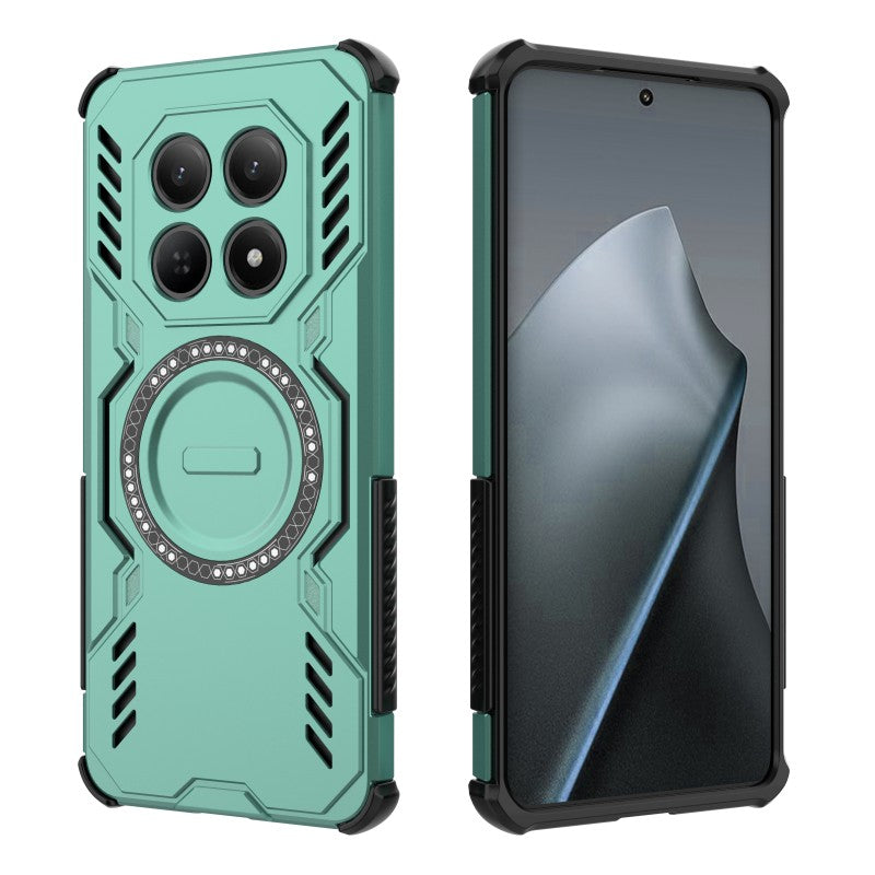 For Xiaomi Redmi Note 15 5G (Global) / Xiaomi Poco M8 5G Magnetic Case WANLONFENG DJ Series PC TPU Phone Cover with 2Pcs Tempered Glass Film - Green
