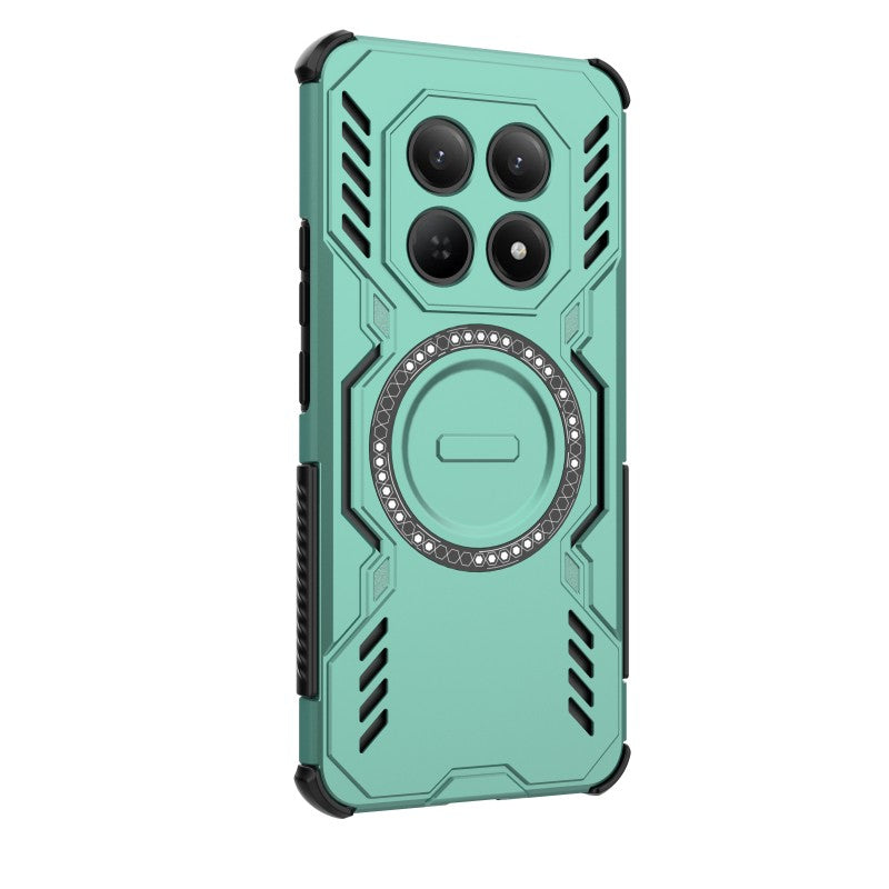For Xiaomi Redmi Note 15 5G (Global) / Xiaomi Poco M8 5G Magnetic Case WANLONFENG DJ Series PC TPU Phone Cover with 2Pcs Tempered Glass Film - Green