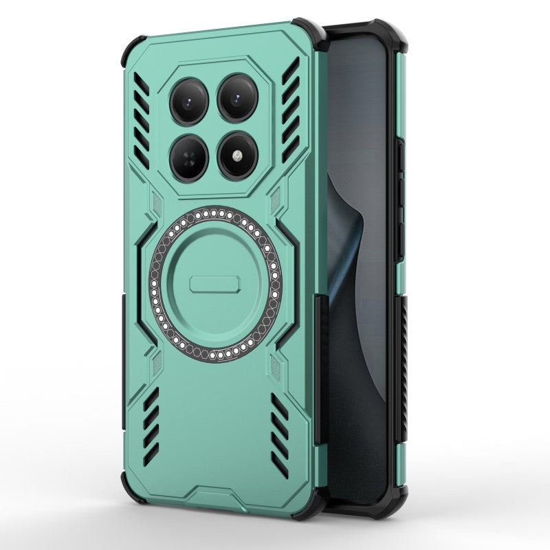 For Xiaomi Redmi Note 15 5G (Global) / Xiaomi Poco M8 5G Magnetic Case WANLONFENG DJ Series PC TPU Phone Cover with 2Pcs Tempered Glass Film - Green