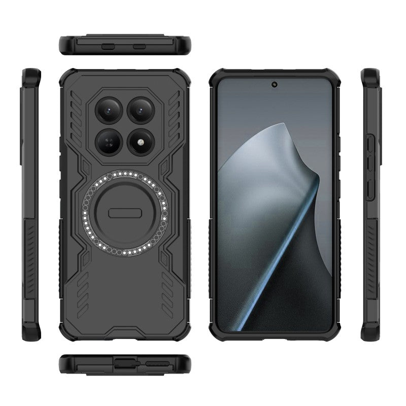 For Xiaomi Redmi Note 15 4G (Global) Magnetic Case WANLONFENG DJ Series PC TPU Phone Cover with 2Pcs Tempered Glass Film - Black