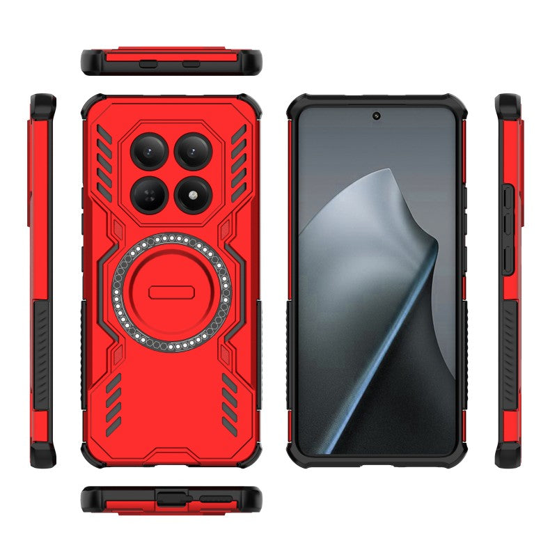 For Xiaomi Redmi Note 15 4G (Global) Magnetic Case WANLONFENG DJ Series PC TPU Phone Cover with 2Pcs Tempered Glass Film - Red