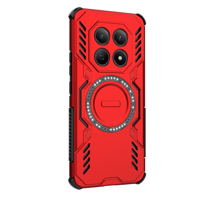 For Xiaomi Redmi Note 15 4G (Global) Magnetic Case WANLONFENG DJ Series PC TPU Phone Cover with 2Pcs Tempered Glass Film - Red