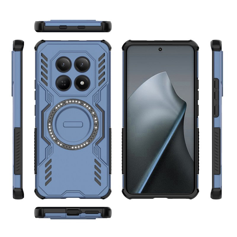 For Xiaomi Redmi Note 15 4G (Global) Magnetic Case WANLONFENG DJ Series PC TPU Phone Cover with 2Pcs Tempered Glass Film - Blue