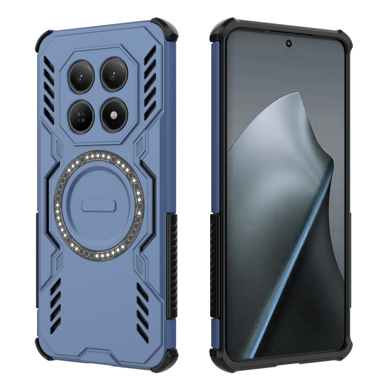 For Xiaomi Redmi Note 15 4G (Global) Magnetic Case WANLONFENG DJ Series PC TPU Phone Cover with 2Pcs Tempered Glass Film - Blue
