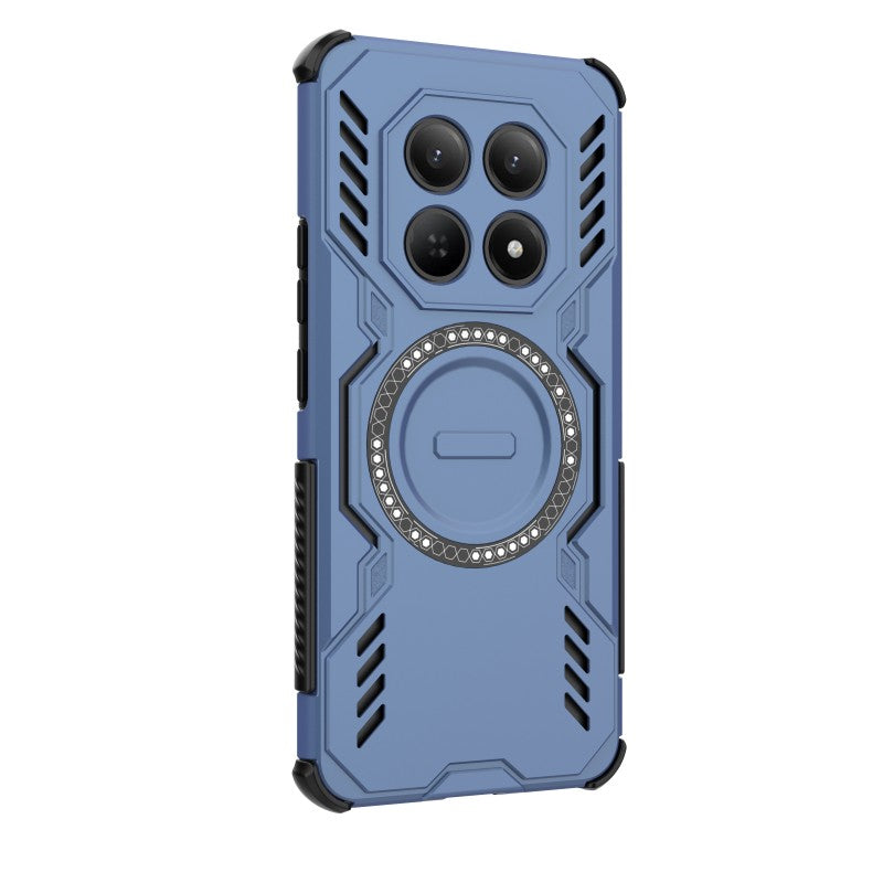 For Xiaomi Redmi Note 15 4G (Global) Magnetic Case WANLONFENG DJ Series PC TPU Phone Cover with 2Pcs Tempered Glass Film - Blue