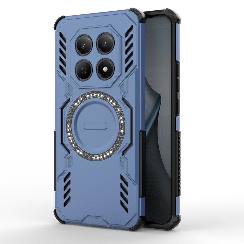 For Xiaomi Redmi Note 15 4G (Global) Magnetic Case WANLONFENG DJ Series PC TPU Phone Cover with 2Pcs Tempered Glass Film - Blue