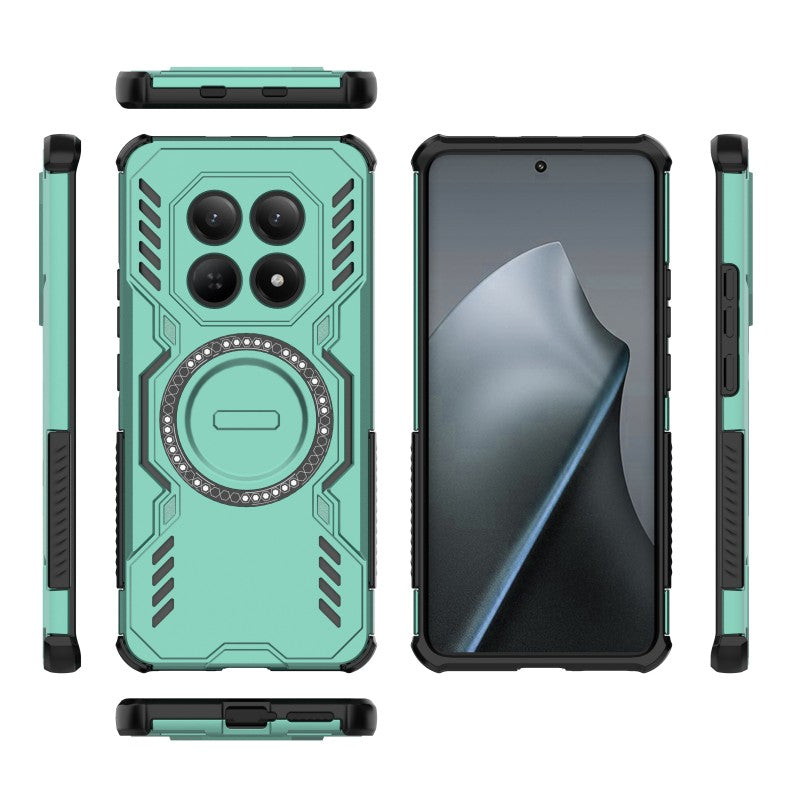 For Xiaomi Redmi Note 15 4G (Global) Magnetic Case WANLONFENG DJ Series PC TPU Phone Cover with 2Pcs Tempered Glass Film - Green
