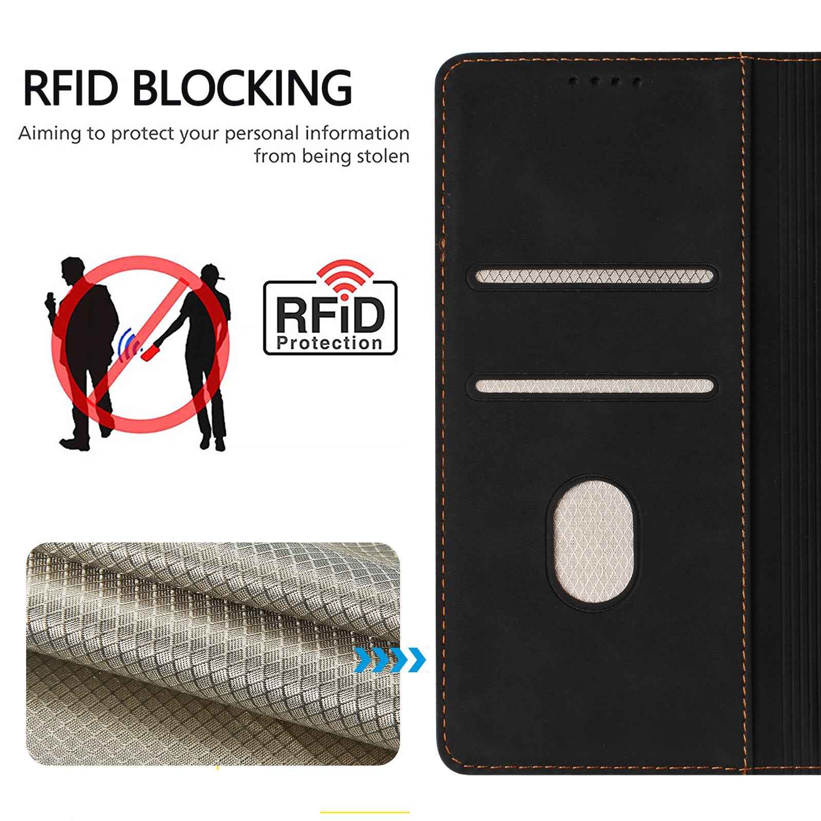 For Samsung Galaxy A57 5G Case HX RFID Blocking Wallet Stand Leather Flip Phone Cover - Black