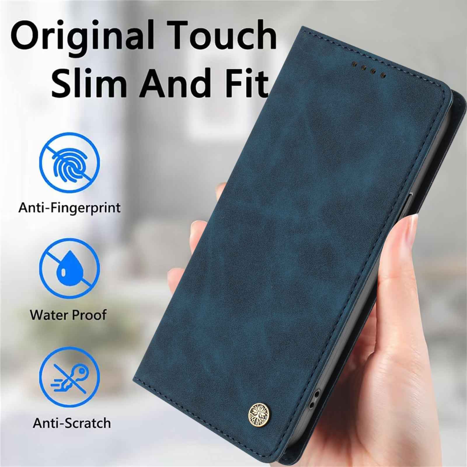 For Samsung Galaxy A57 5G Case HX RFID Blocking Wallet Stand Leather Flip Phone Cover - Dark Blue