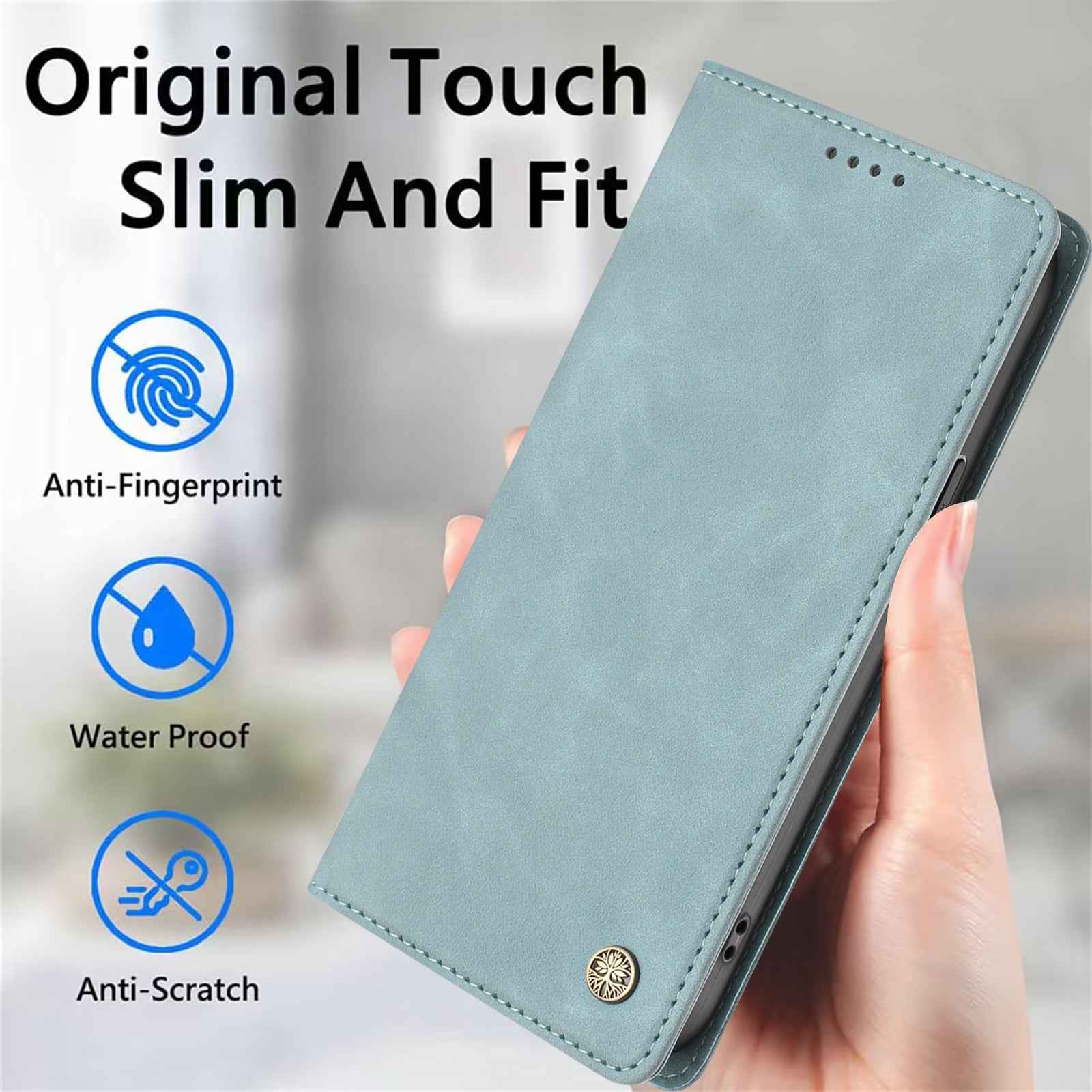 For Samsung Galaxy A57 5G Case HX RFID Blocking Wallet Stand Leather Flip Phone Cover - Lake Blue