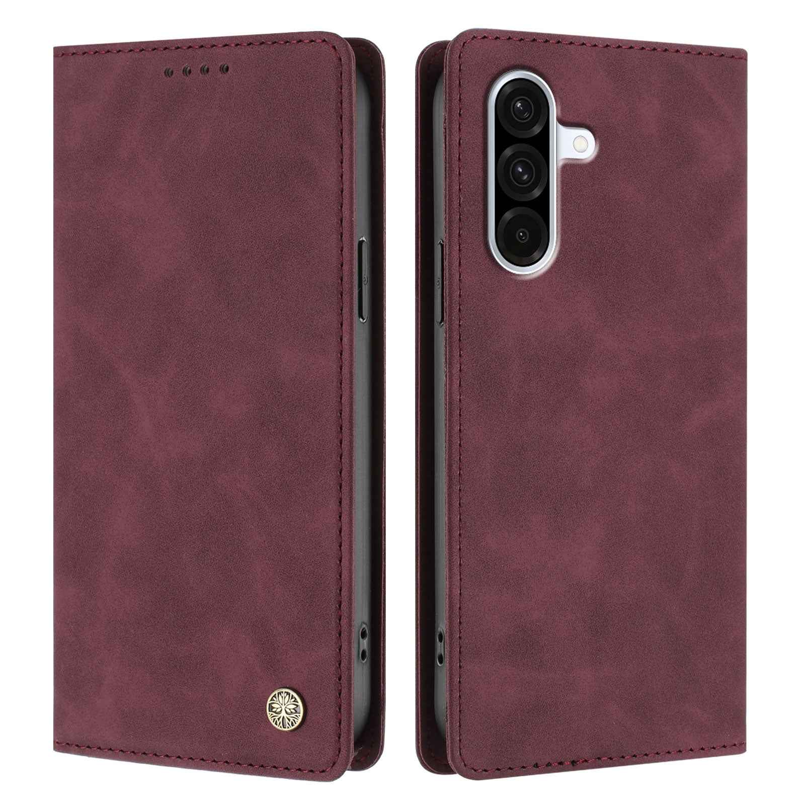 For Samsung Galaxy A57 5G Case HX RFID Blocking Wallet Stand Leather Flip Phone Cover - Wine Red