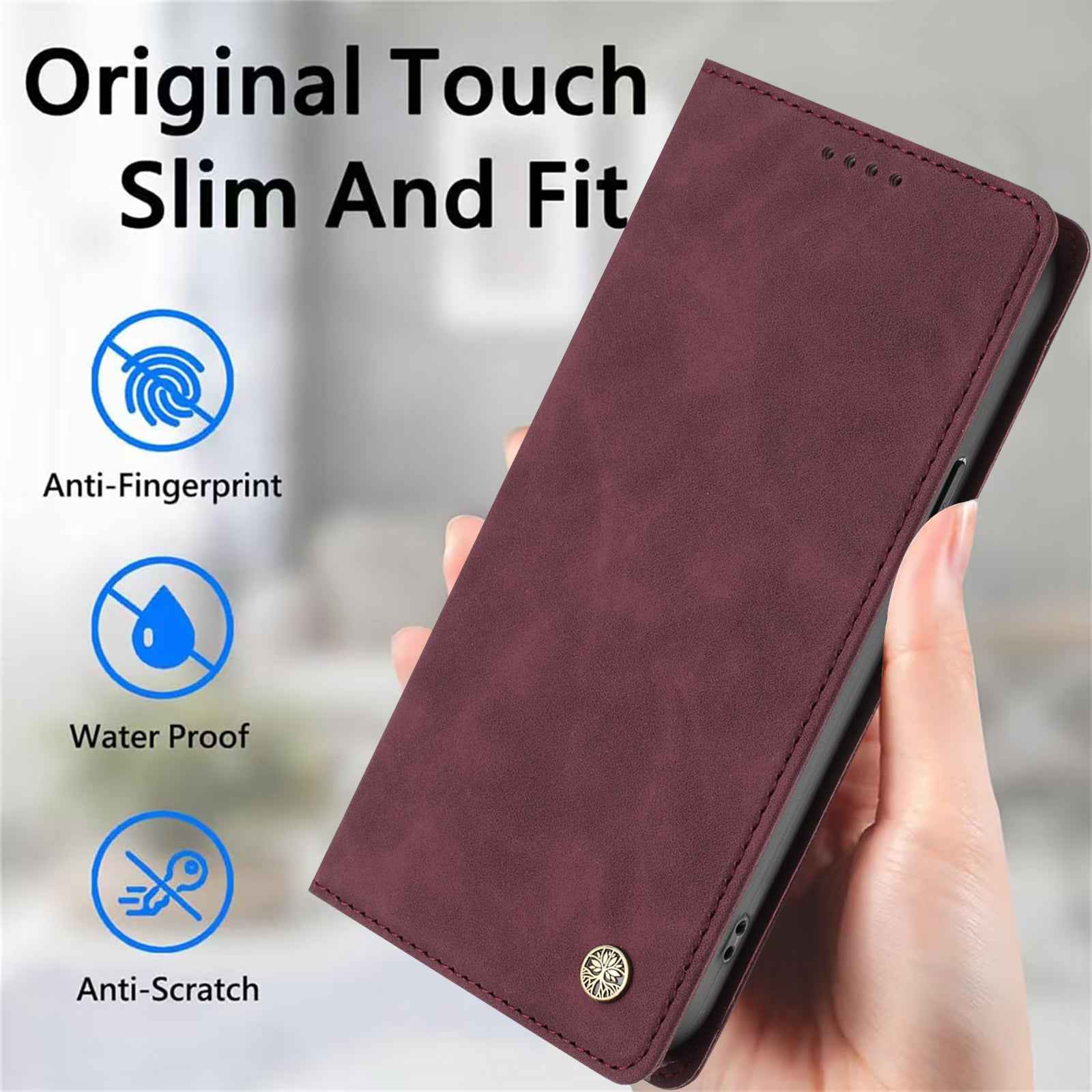 For Samsung Galaxy A57 5G Case HX RFID Blocking Wallet Stand Leather Flip Phone Cover - Wine Red