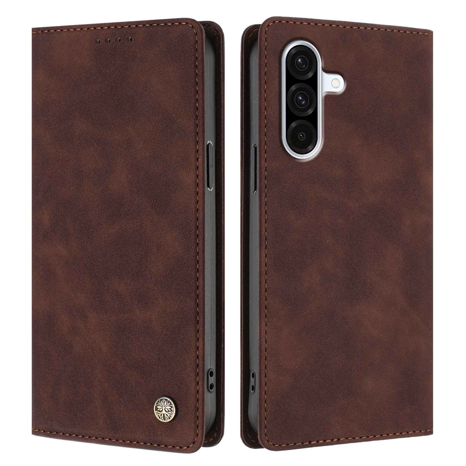 For Samsung Galaxy A57 5G Case HX RFID Blocking Wallet Stand Leather Flip Phone Cover - Brown