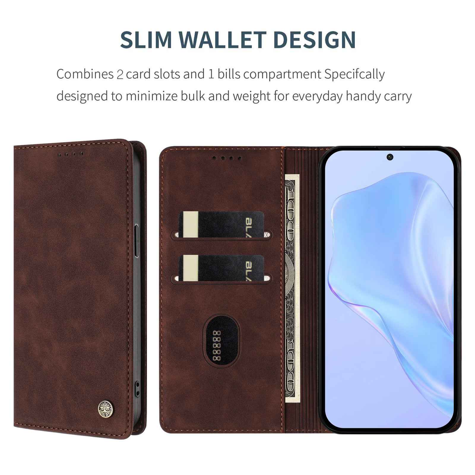 For Samsung Galaxy A57 5G Case HX RFID Blocking Wallet Stand Leather Flip Phone Cover - Brown