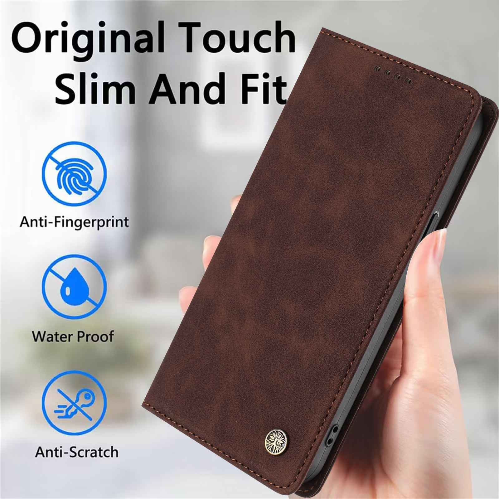 For Samsung Galaxy A57 5G Case HX RFID Blocking Wallet Stand Leather Flip Phone Cover - Brown