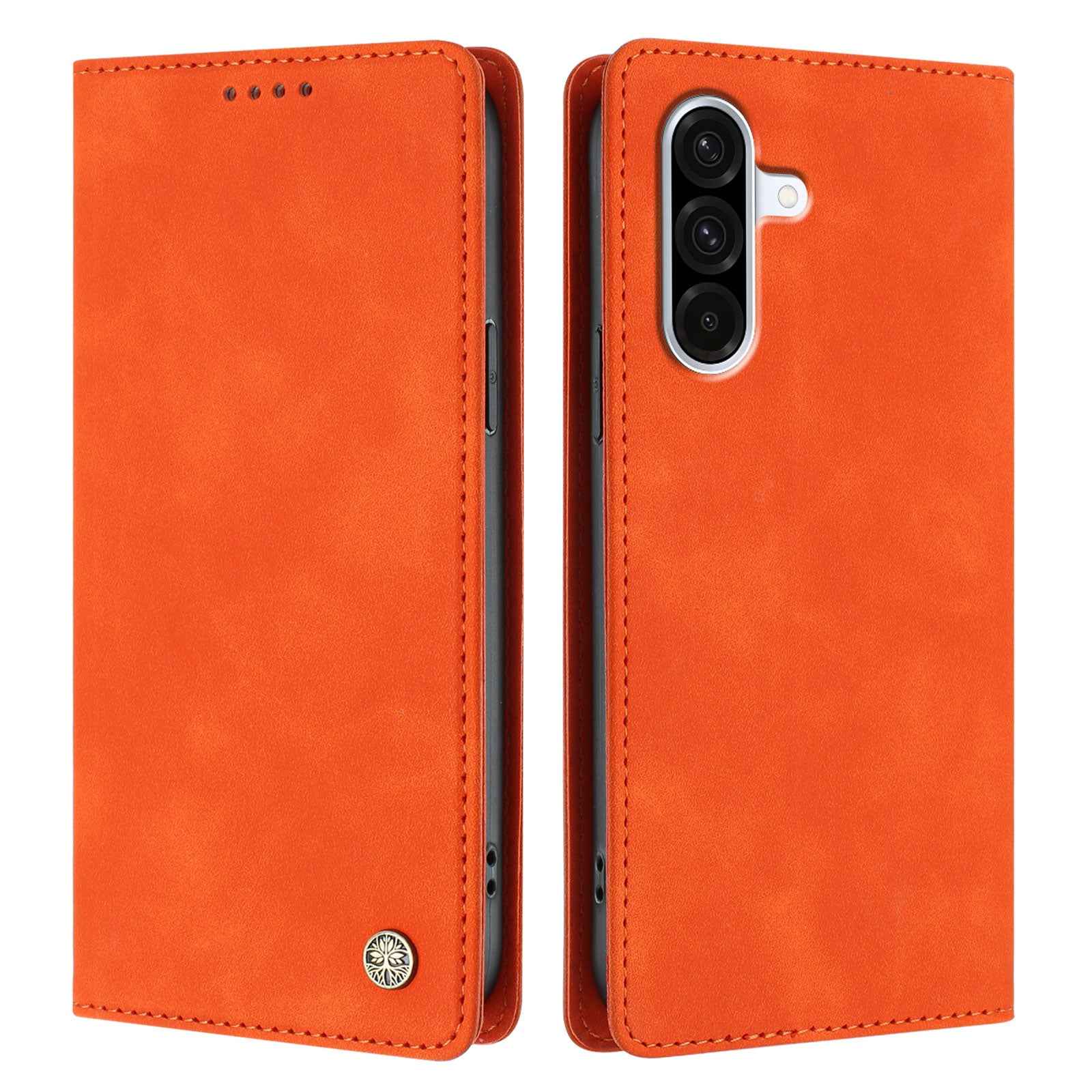 For Samsung Galaxy A57 5G Case HX RFID Blocking Wallet Stand Leather Flip Phone Cover - Orange