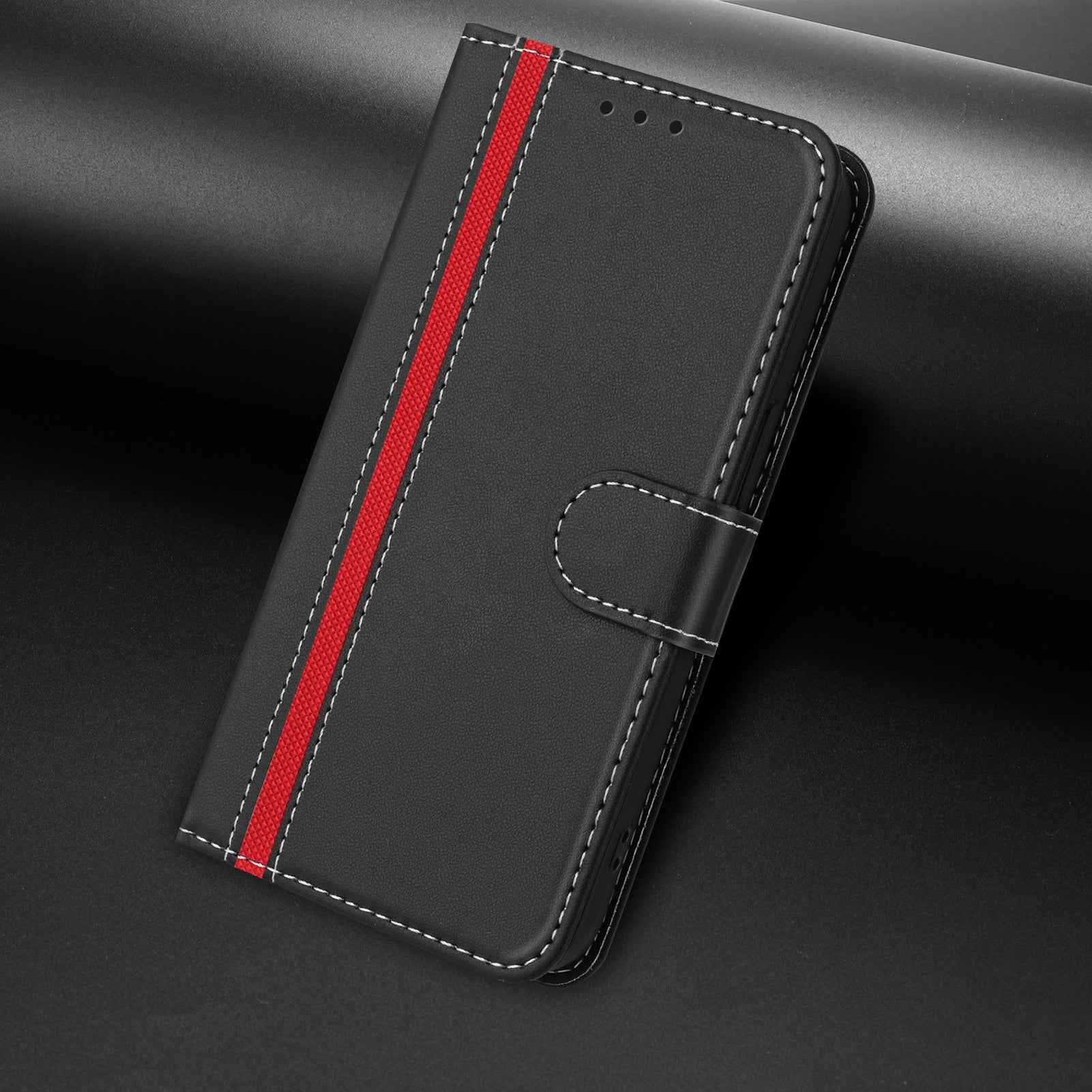 For Samsung Galaxy A57 5G Phone Cases Wallet Stand Color Splicing Leather Cover with Magnetic Clasp - Black