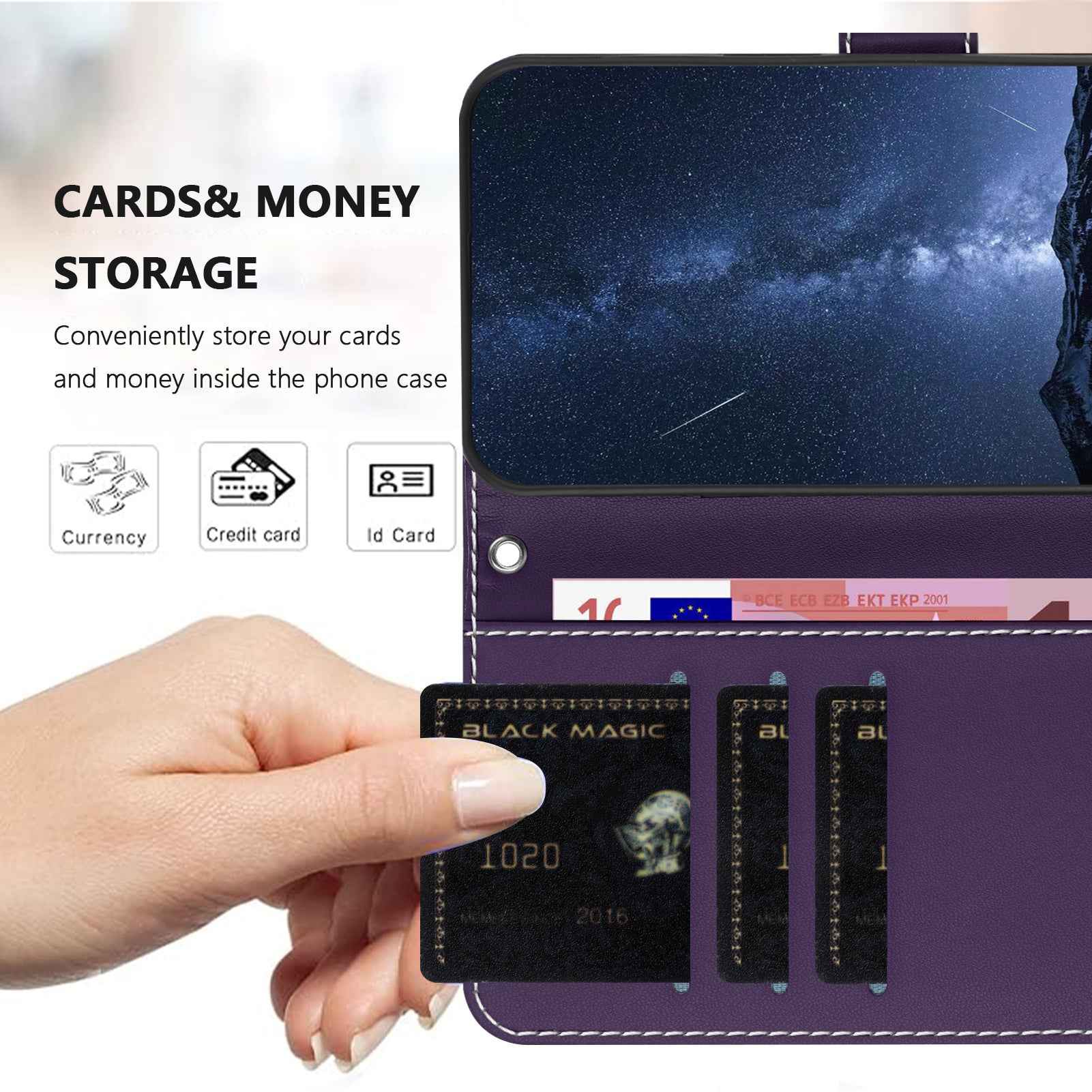 For Samsung Galaxy A57 5G Phone Cases Wallet Stand Color Splicing Leather Cover with Magnetic Clasp - Purple