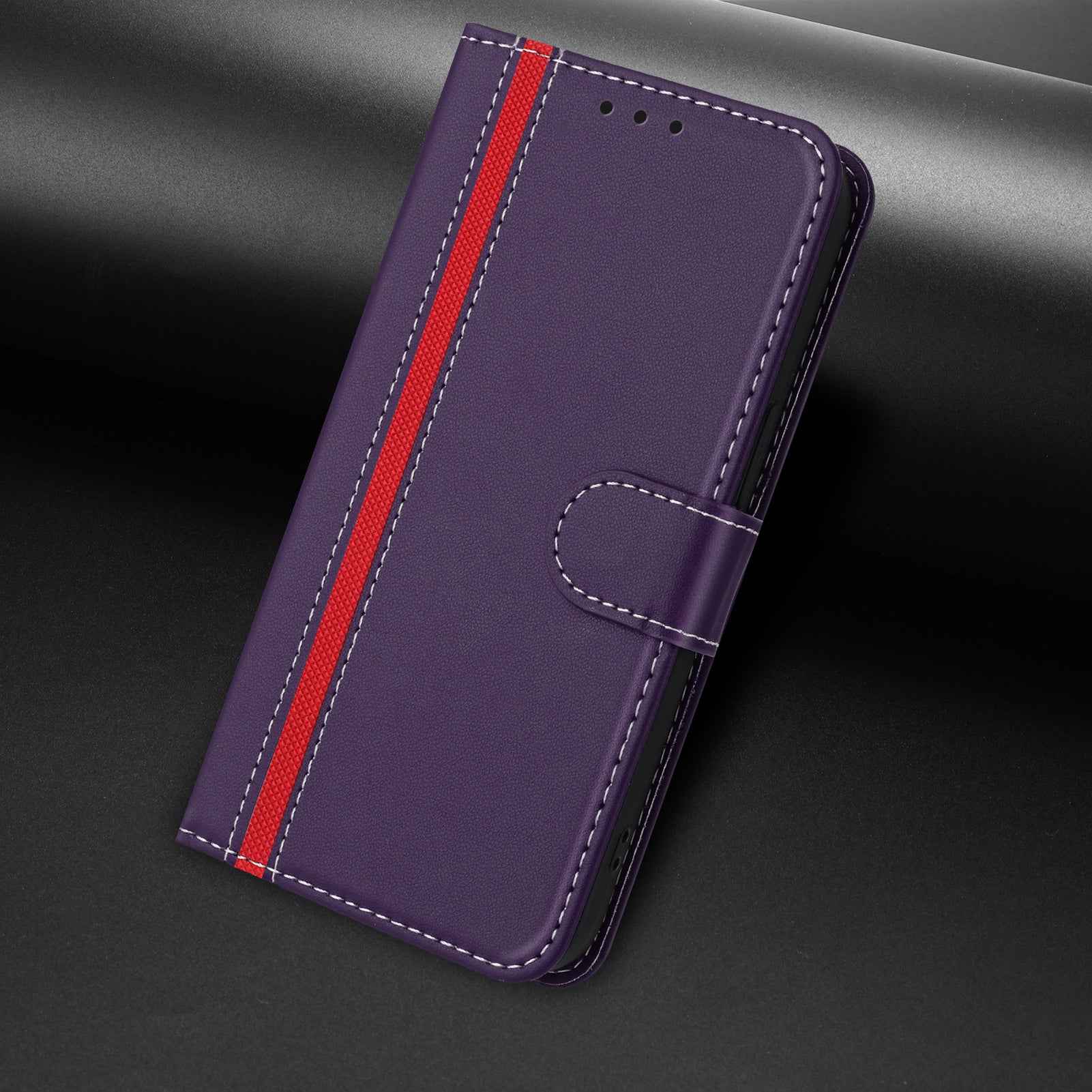 For Samsung Galaxy A57 5G Phone Cases Wallet Stand Color Splicing Leather Cover with Magnetic Clasp - Purple
