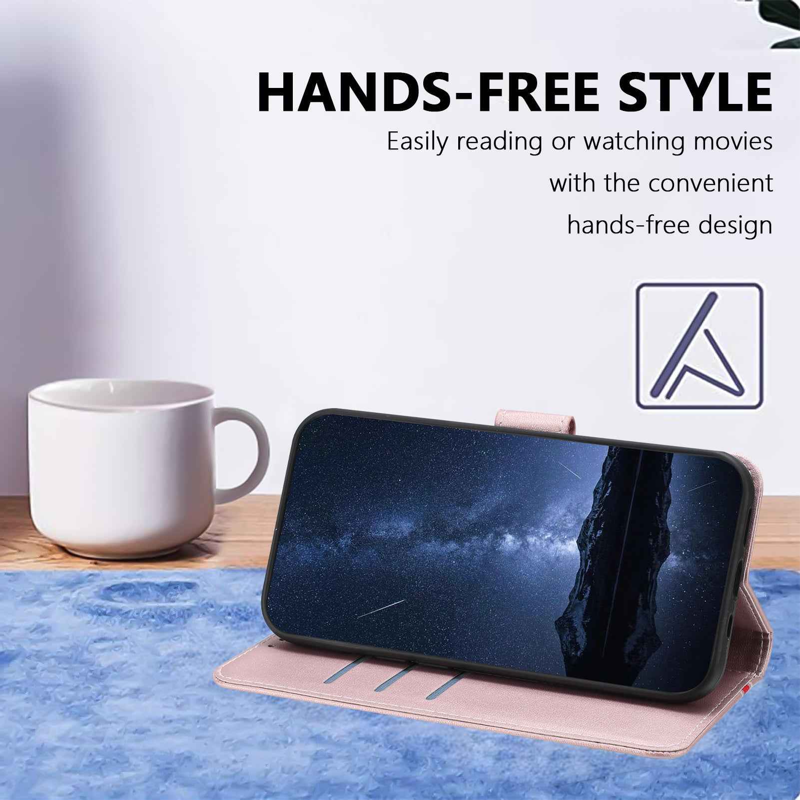 For Samsung Galaxy A57 5G Phone Cases Wallet Stand Color Splicing Leather Cover with Magnetic Clasp - Rose Gold