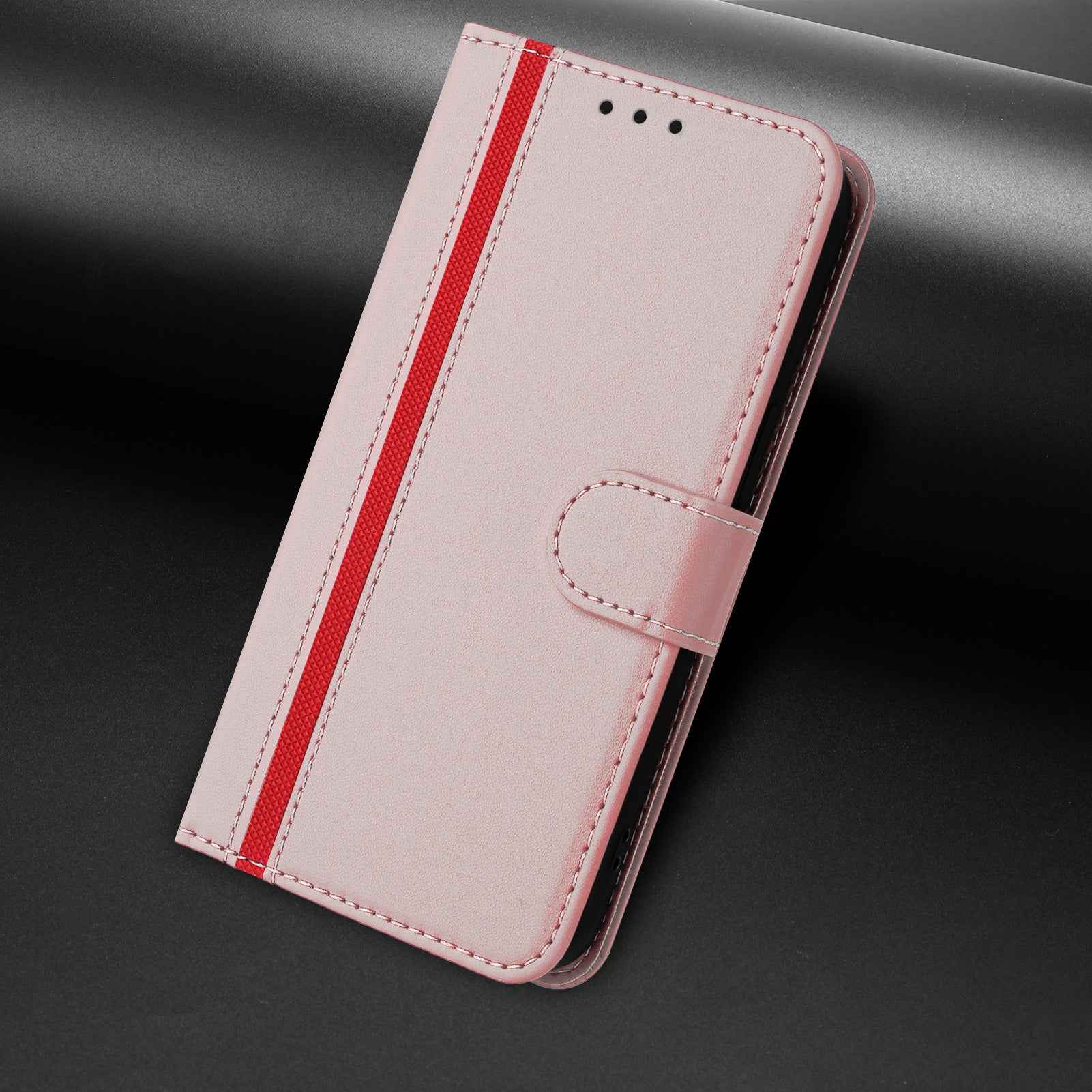 For Samsung Galaxy A57 5G Phone Cases Wallet Stand Color Splicing Leather Cover with Magnetic Clasp - Rose Gold