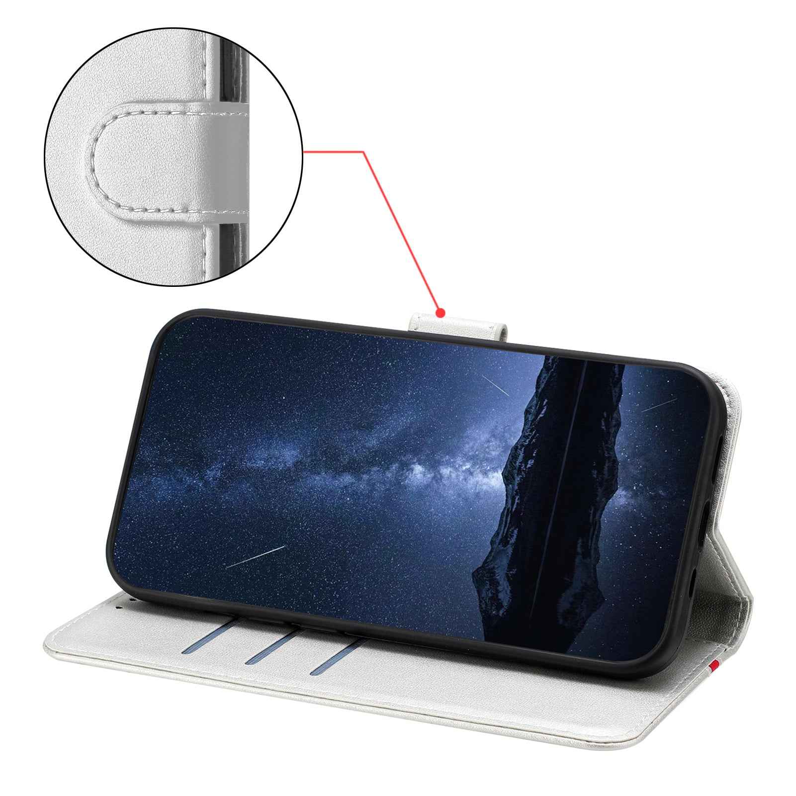 For Samsung Galaxy A57 5G Phone Cases Wallet Stand Color Splicing Leather Cover with Magnetic Clasp - Silver