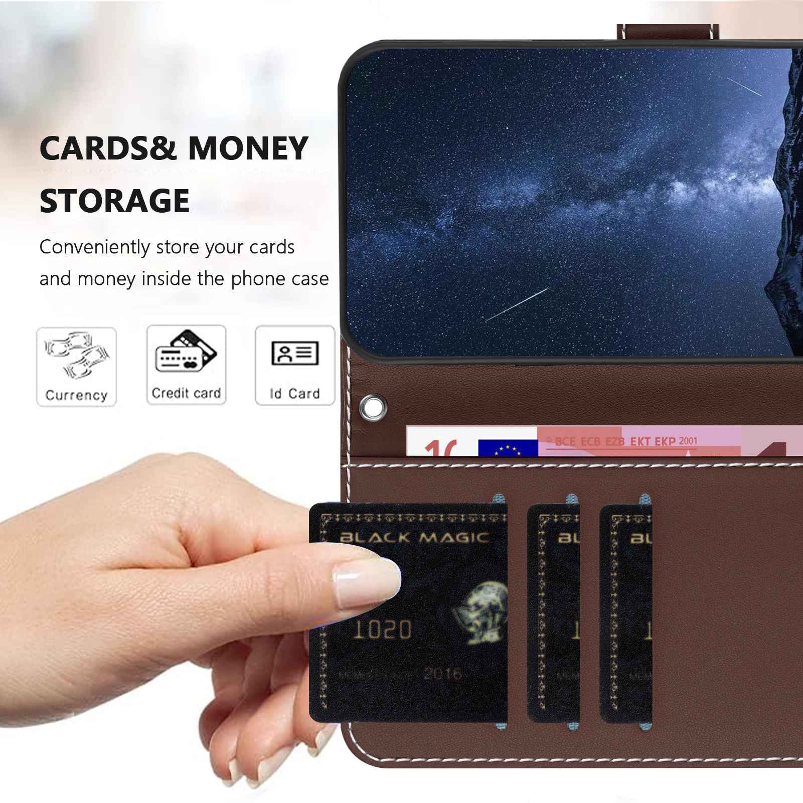 For Samsung Galaxy A57 5G Phone Cases Wallet Stand Color Splicing Leather Cover with Magnetic Clasp - Brown