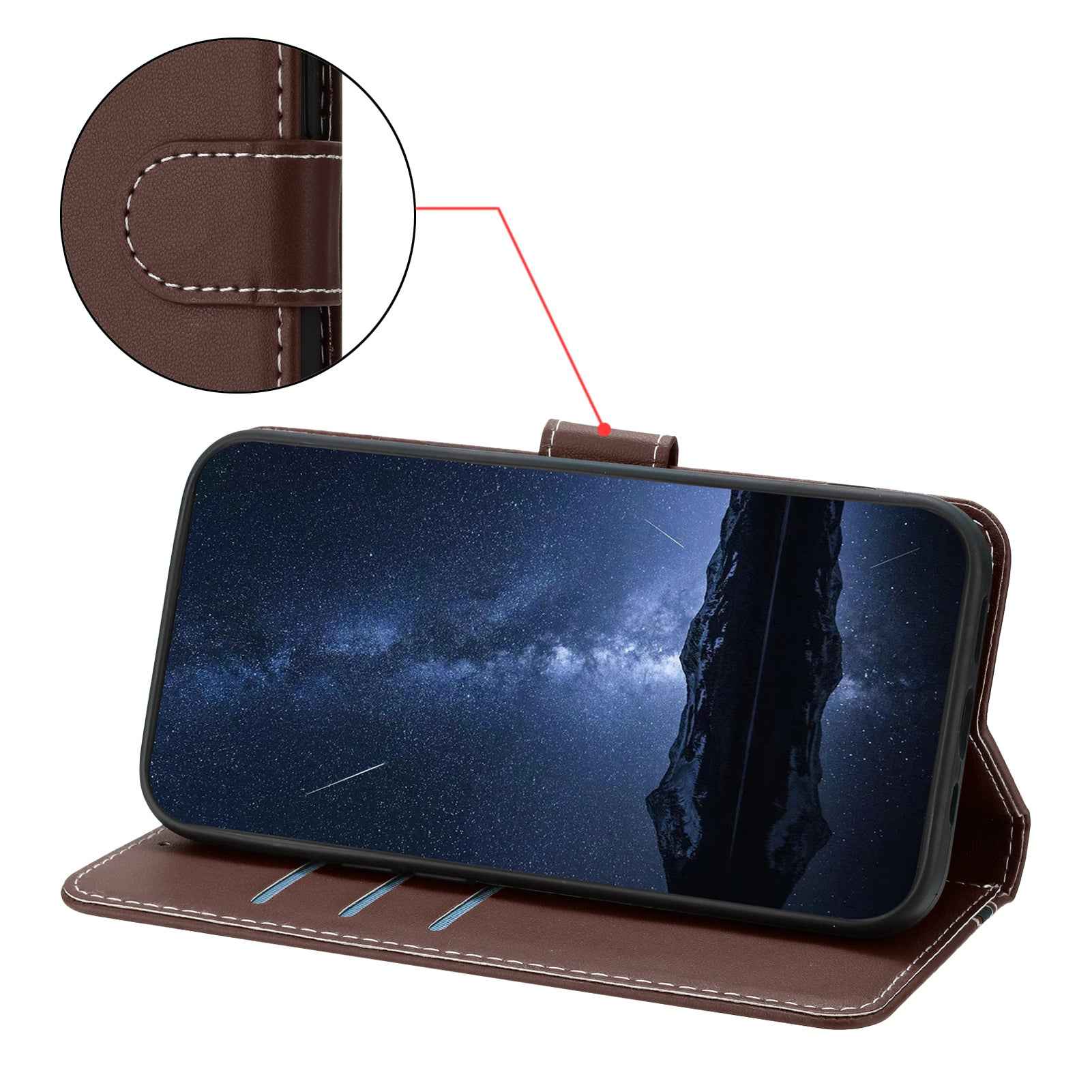 For Samsung Galaxy A57 5G Phone Cases Wallet Stand Color Splicing Leather Cover with Magnetic Clasp - Brown