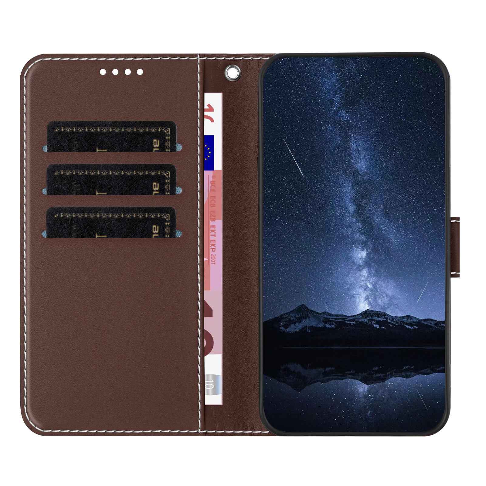 For Samsung Galaxy A57 5G Phone Cases Wallet Stand Color Splicing Leather Cover with Magnetic Clasp - Brown