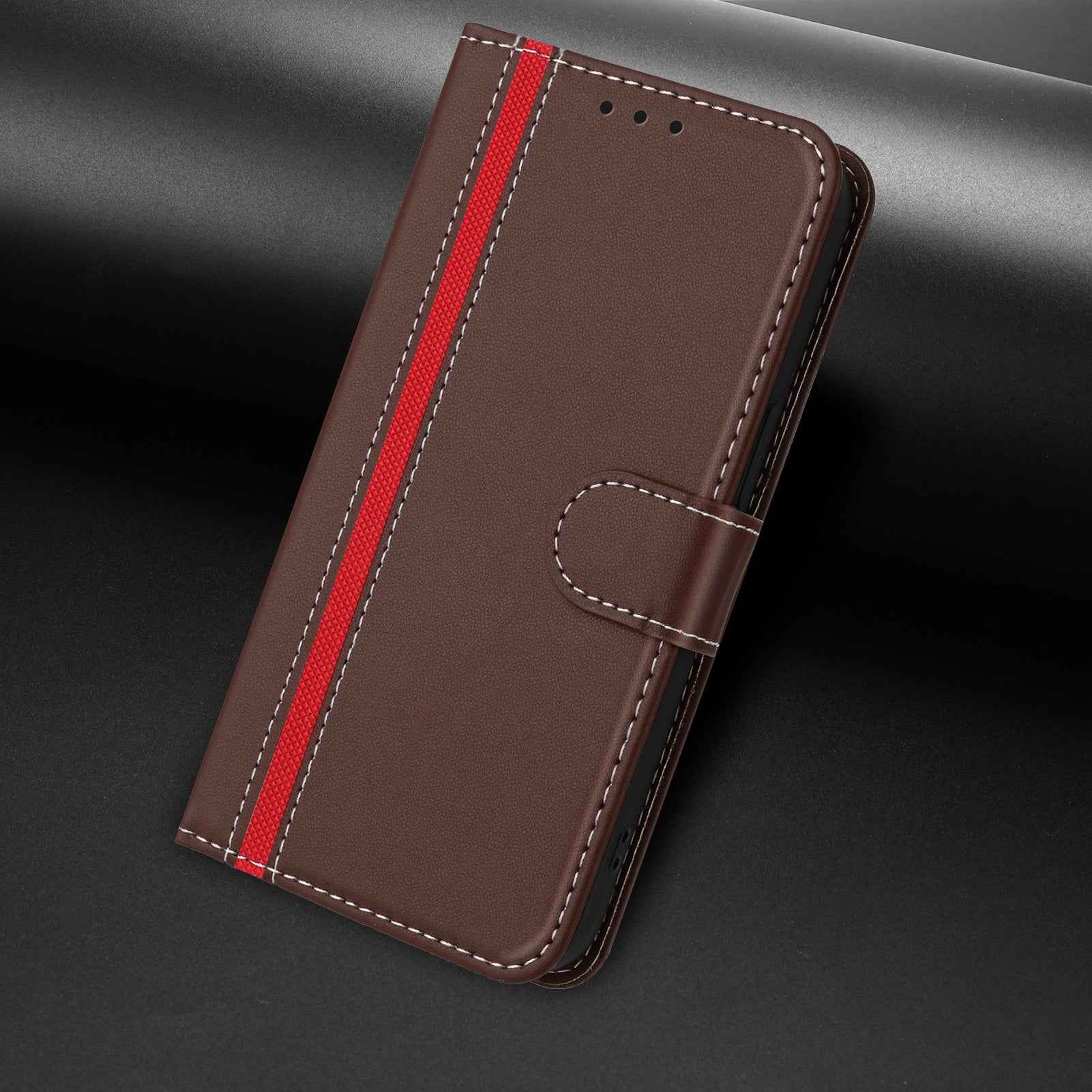 For Samsung Galaxy A57 5G Phone Cases Wallet Stand Color Splicing Leather Cover with Magnetic Clasp - Brown