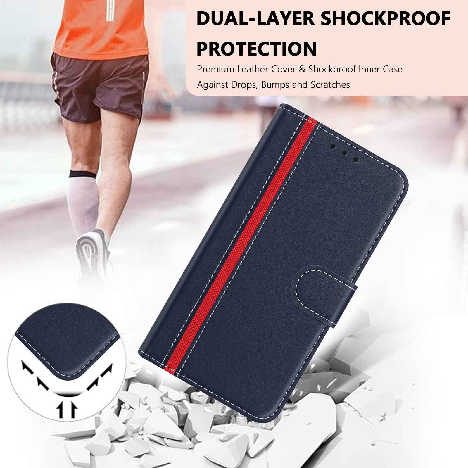 For Samsung Galaxy A57 5G Phone Cases Wallet Stand Color Splicing Leather Cover with Magnetic Clasp - Blue