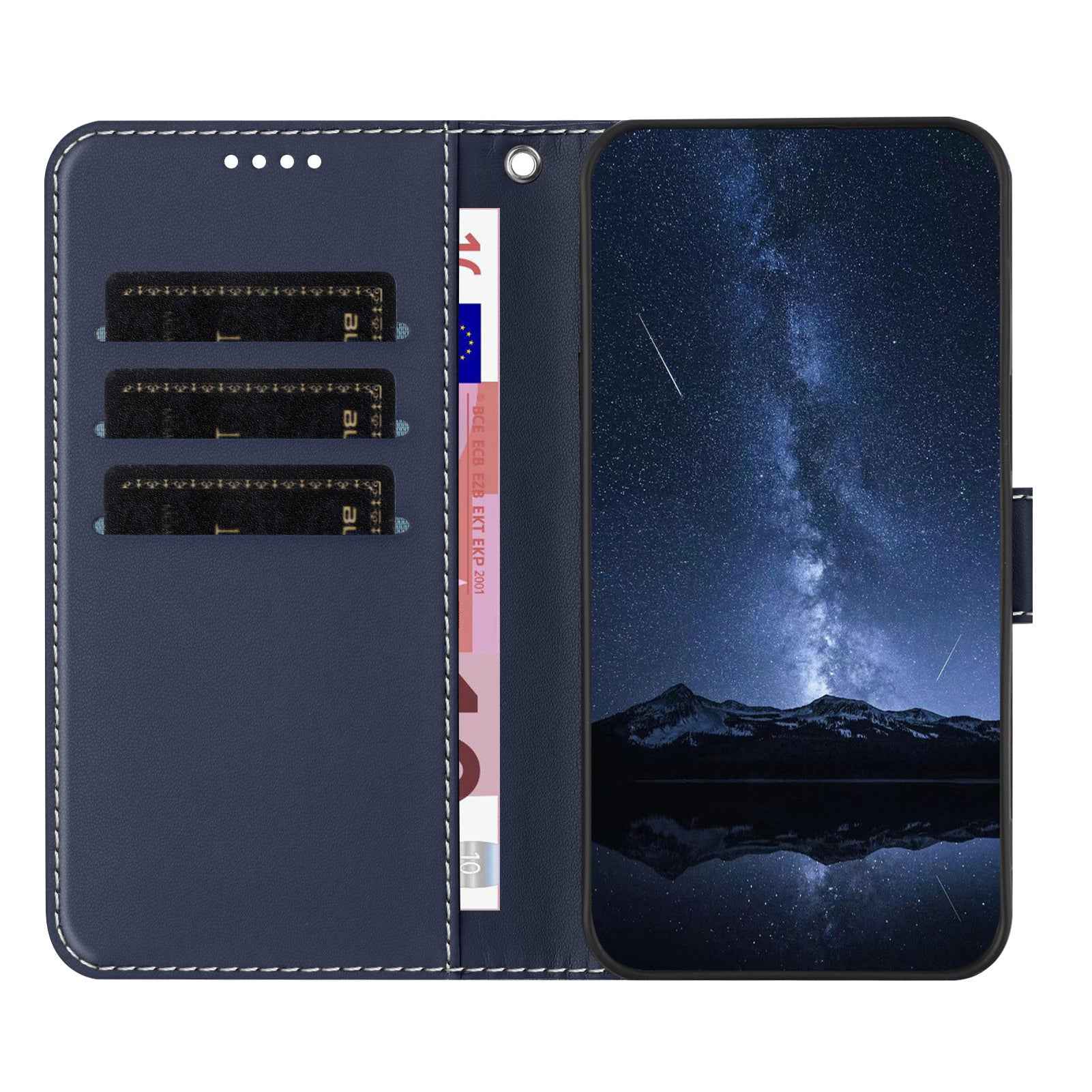 For Samsung Galaxy A57 5G Phone Cases Wallet Stand Color Splicing Leather Cover with Magnetic Clasp - Blue
