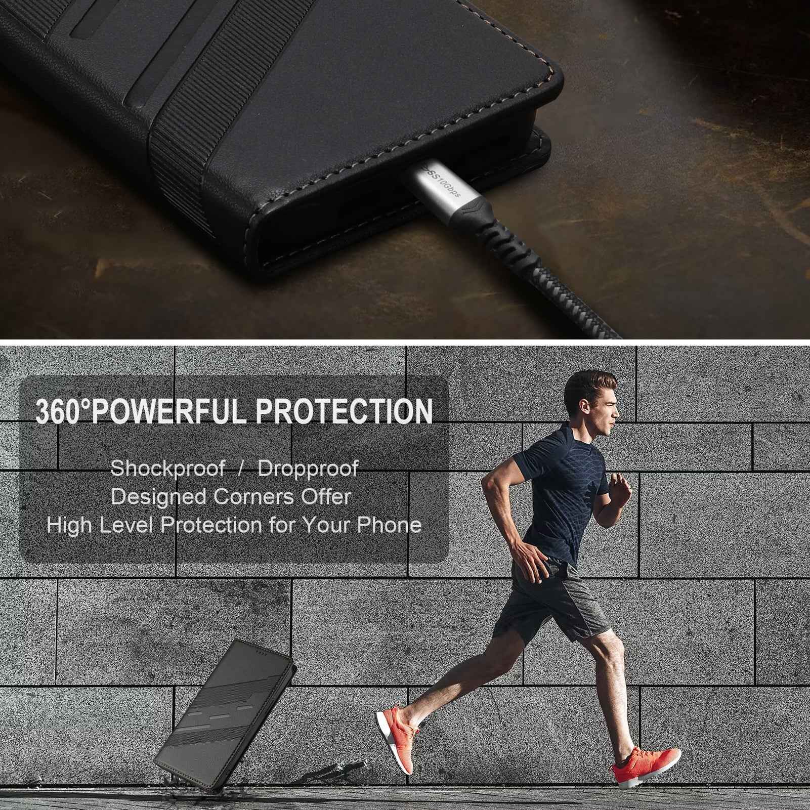 For Samsung Galaxy A57 5G Phone Cases Punk Style Imprinted Wallet Stand Leather Cover - Black