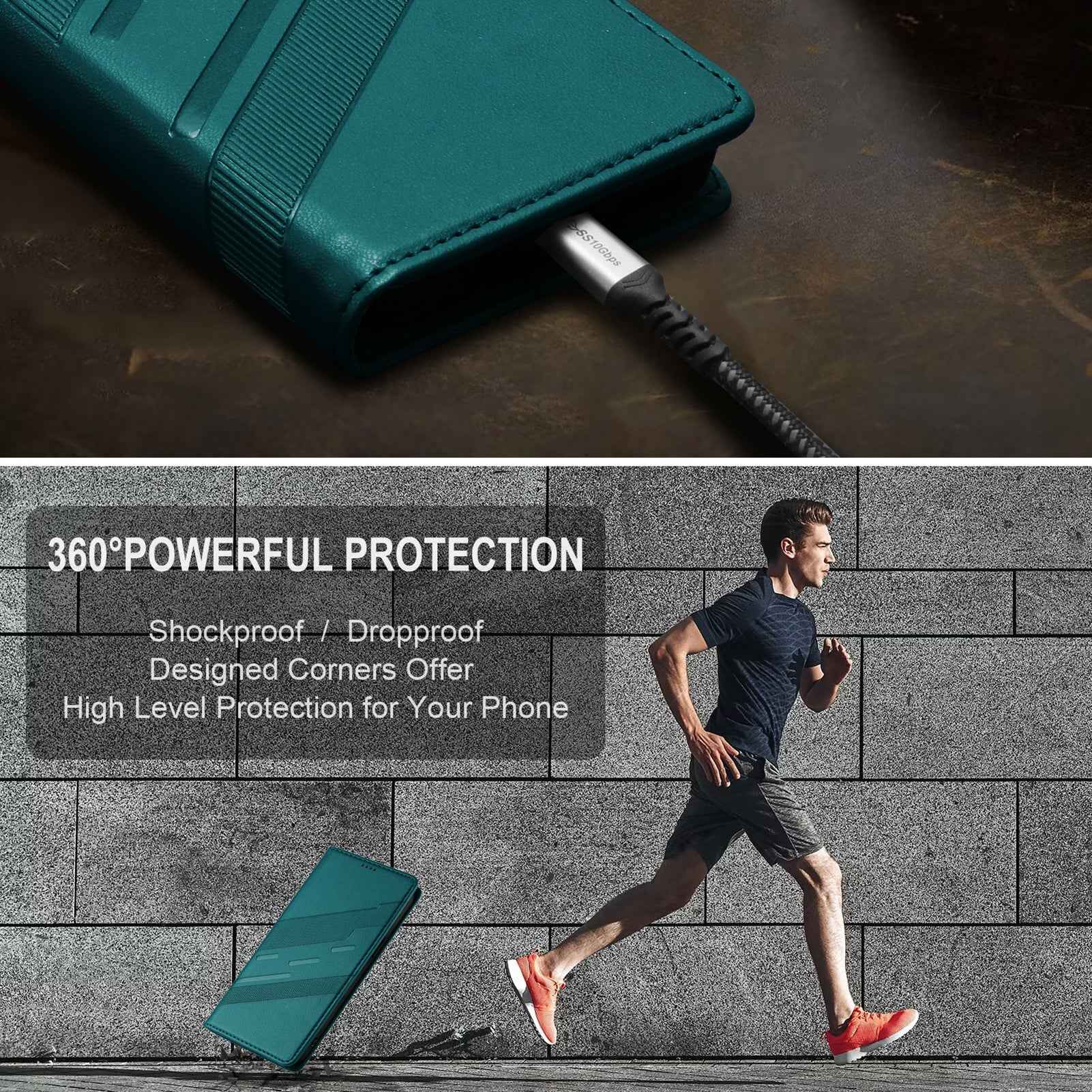For Samsung Galaxy A57 5G Phone Cases Punk Style Imprinted Wallet Stand Leather Cover - Dark Green