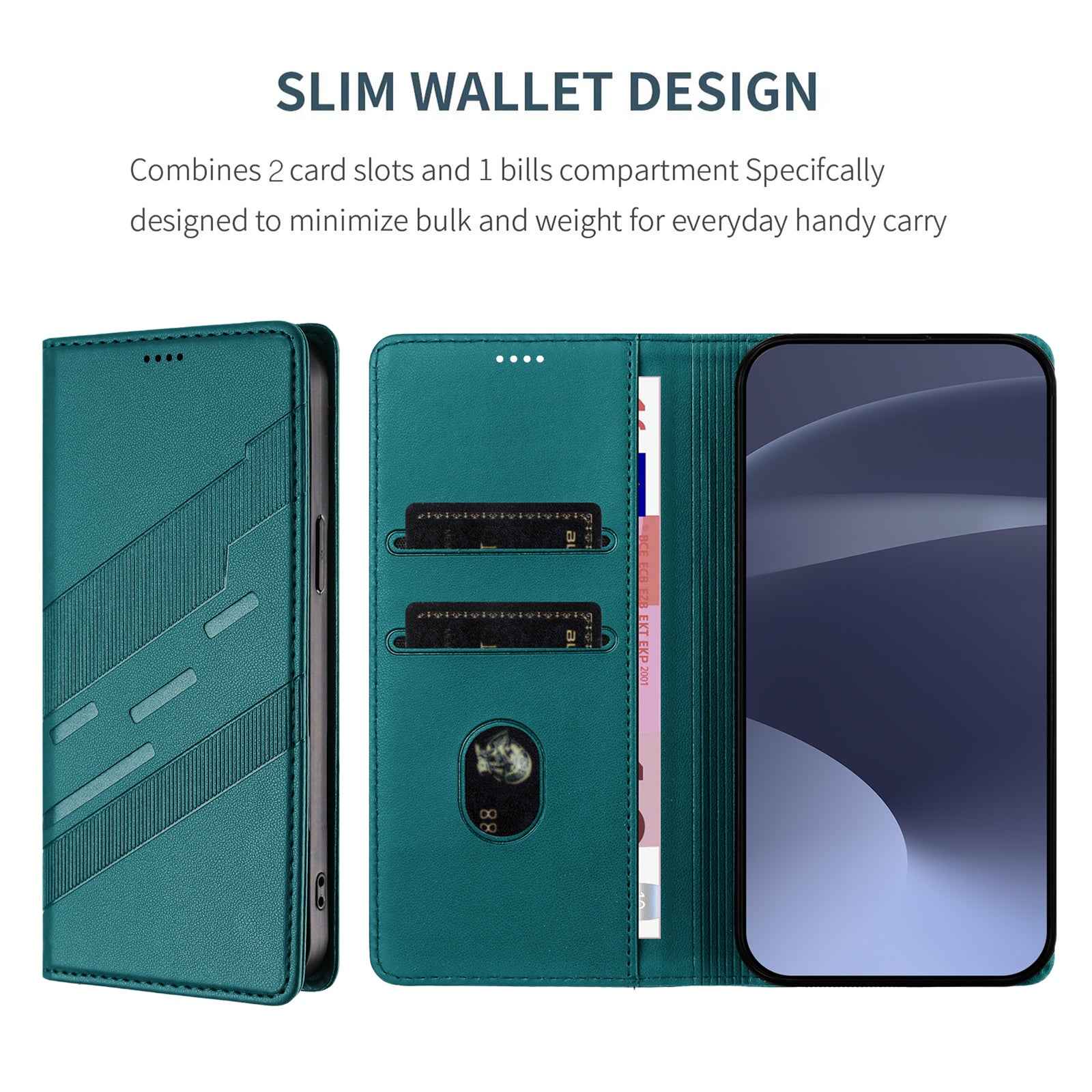 For Samsung Galaxy A57 5G Phone Cases Punk Style Imprinted Wallet Stand Leather Cover - Dark Green