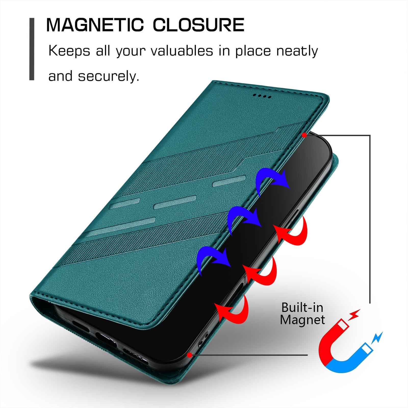 For Samsung Galaxy A57 5G Phone Cases Punk Style Imprinted Wallet Stand Leather Cover - Dark Green
