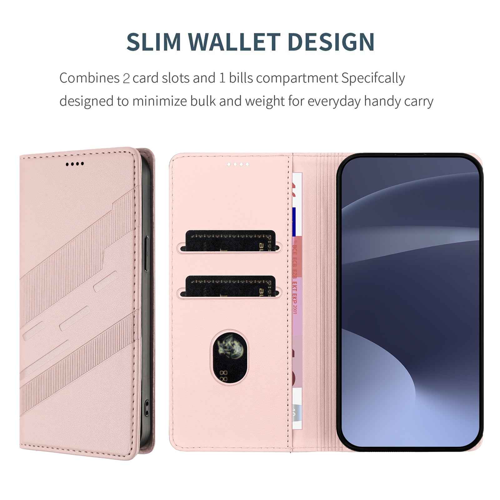 For Samsung Galaxy A57 5G Phone Cases Punk Style Imprinted Wallet Stand Leather Cover - Pink