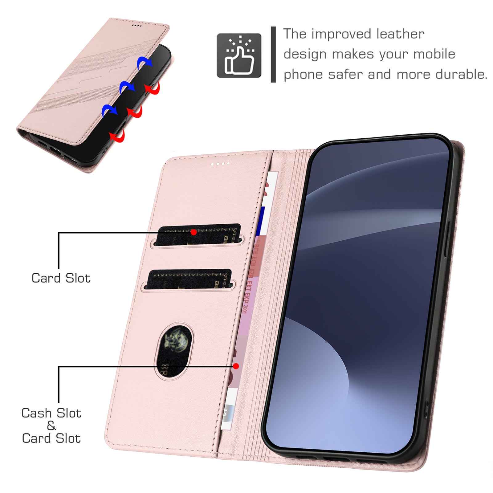 For Samsung Galaxy A57 5G Phone Cases Punk Style Imprinted Wallet Stand Leather Cover - Pink