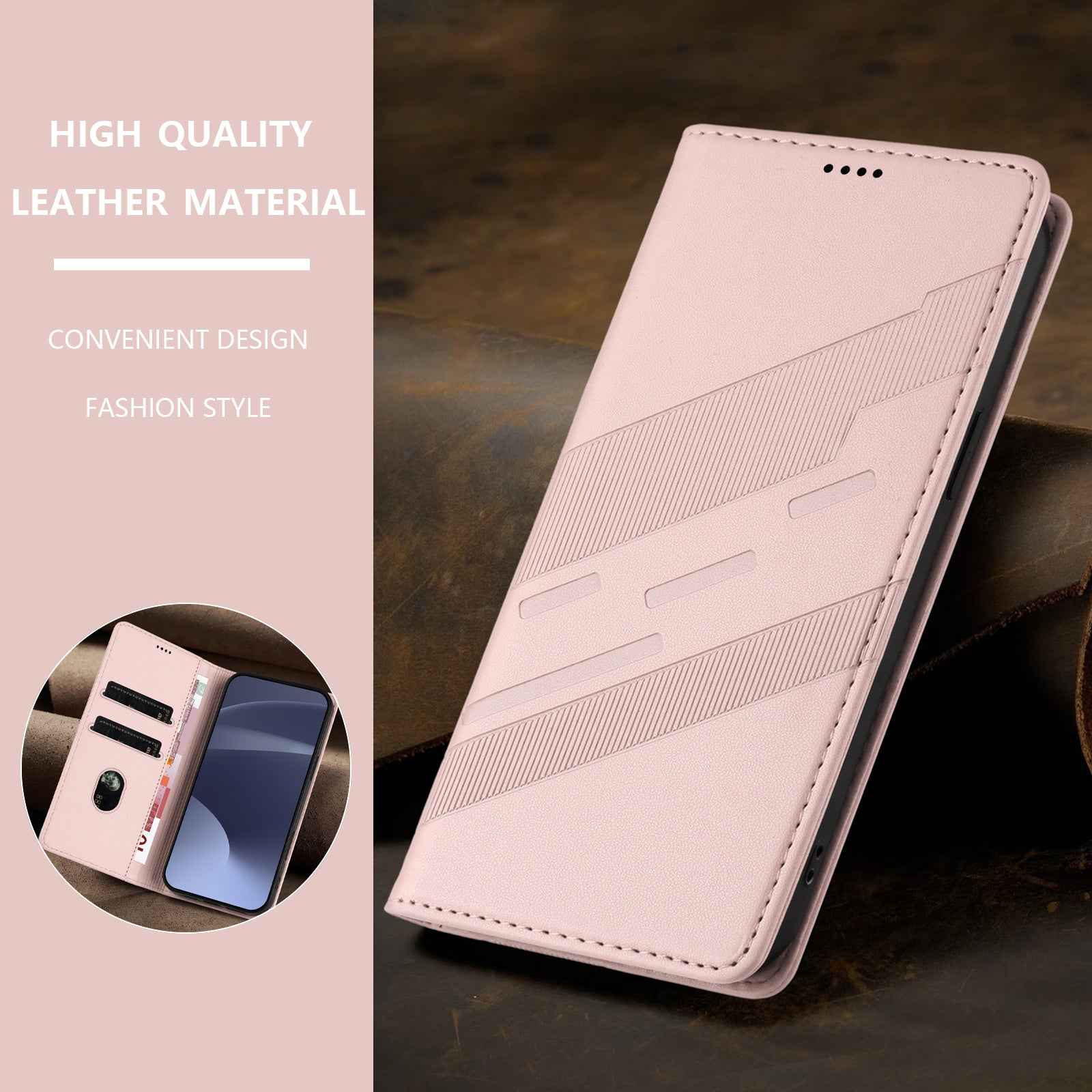 For Samsung Galaxy A57 5G Phone Cases Punk Style Imprinted Wallet Stand Leather Cover - Pink