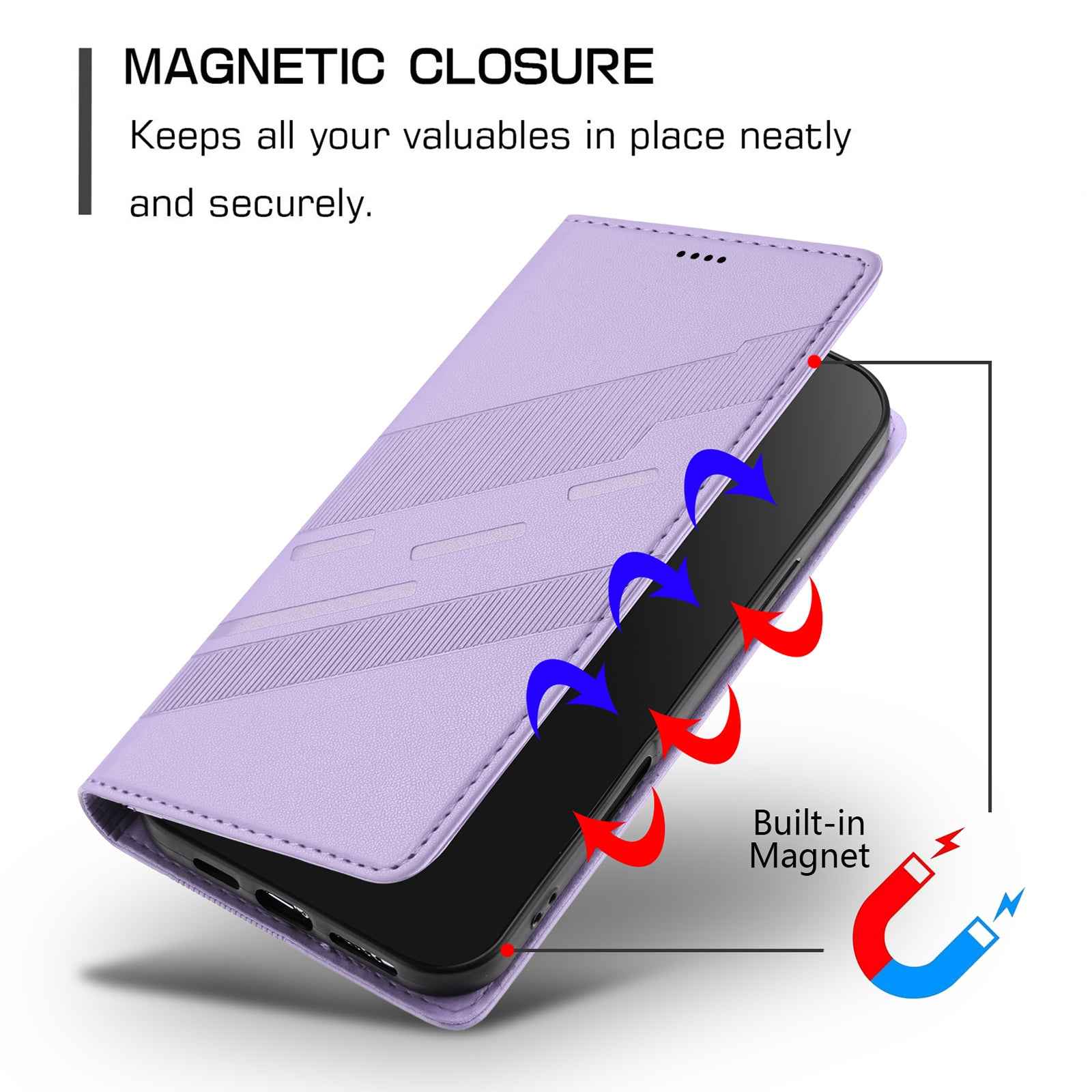 For Samsung Galaxy A57 5G Phone Cases Punk Style Imprinted Wallet Stand Leather Cover - Light Purple
