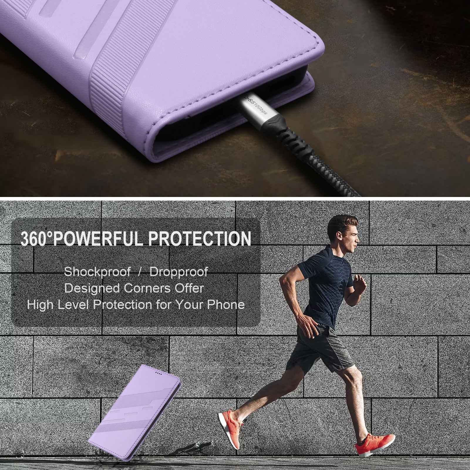 For Samsung Galaxy A57 5G Phone Cases Punk Style Imprinted Wallet Stand Leather Cover - Light Purple