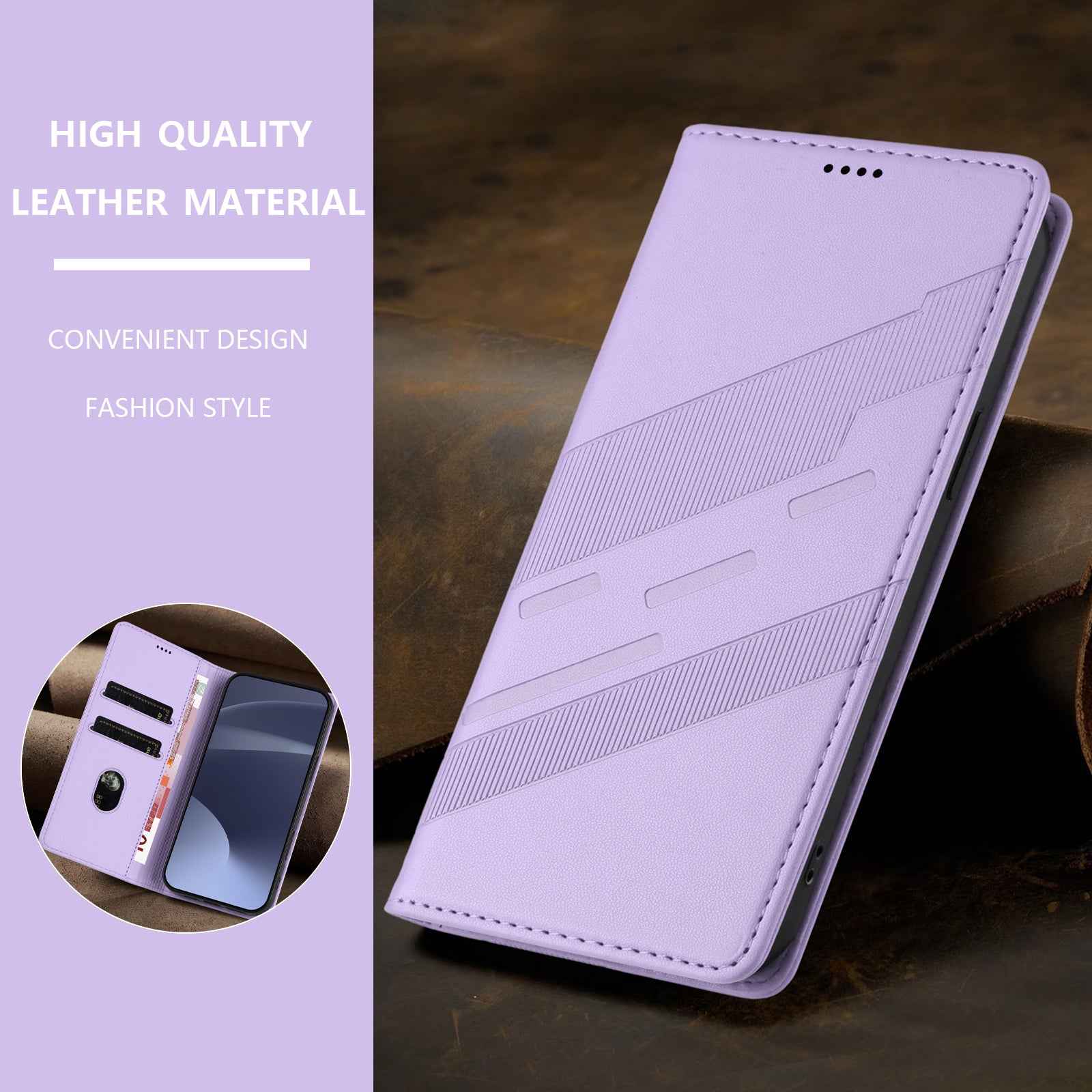 For Samsung Galaxy A57 5G Phone Cases Punk Style Imprinted Wallet Stand Leather Cover - Light Purple
