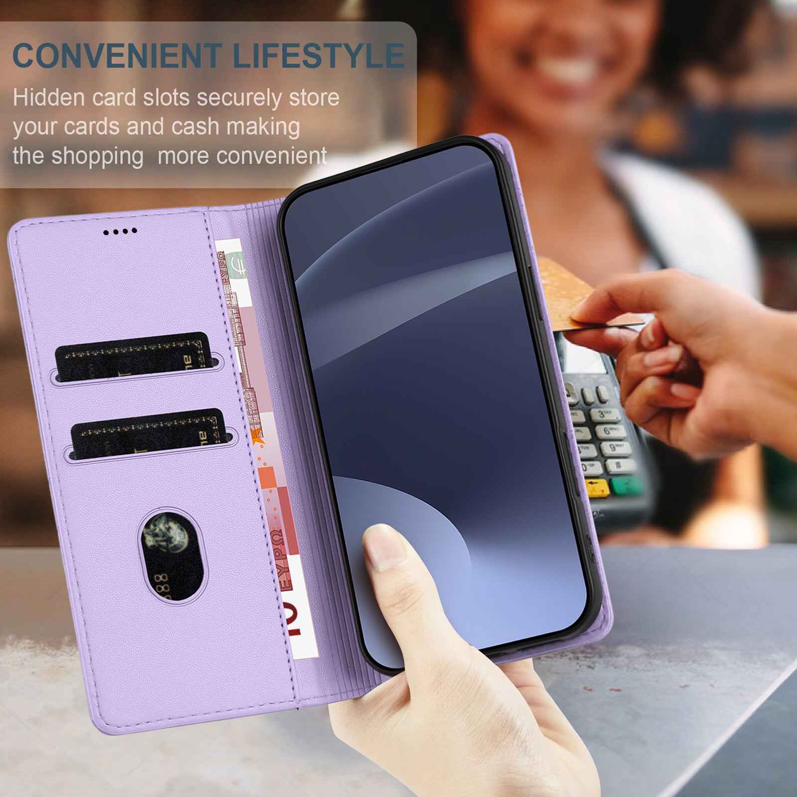 For Samsung Galaxy A57 5G Phone Cases Punk Style Imprinted Wallet Stand Leather Cover - Light Purple