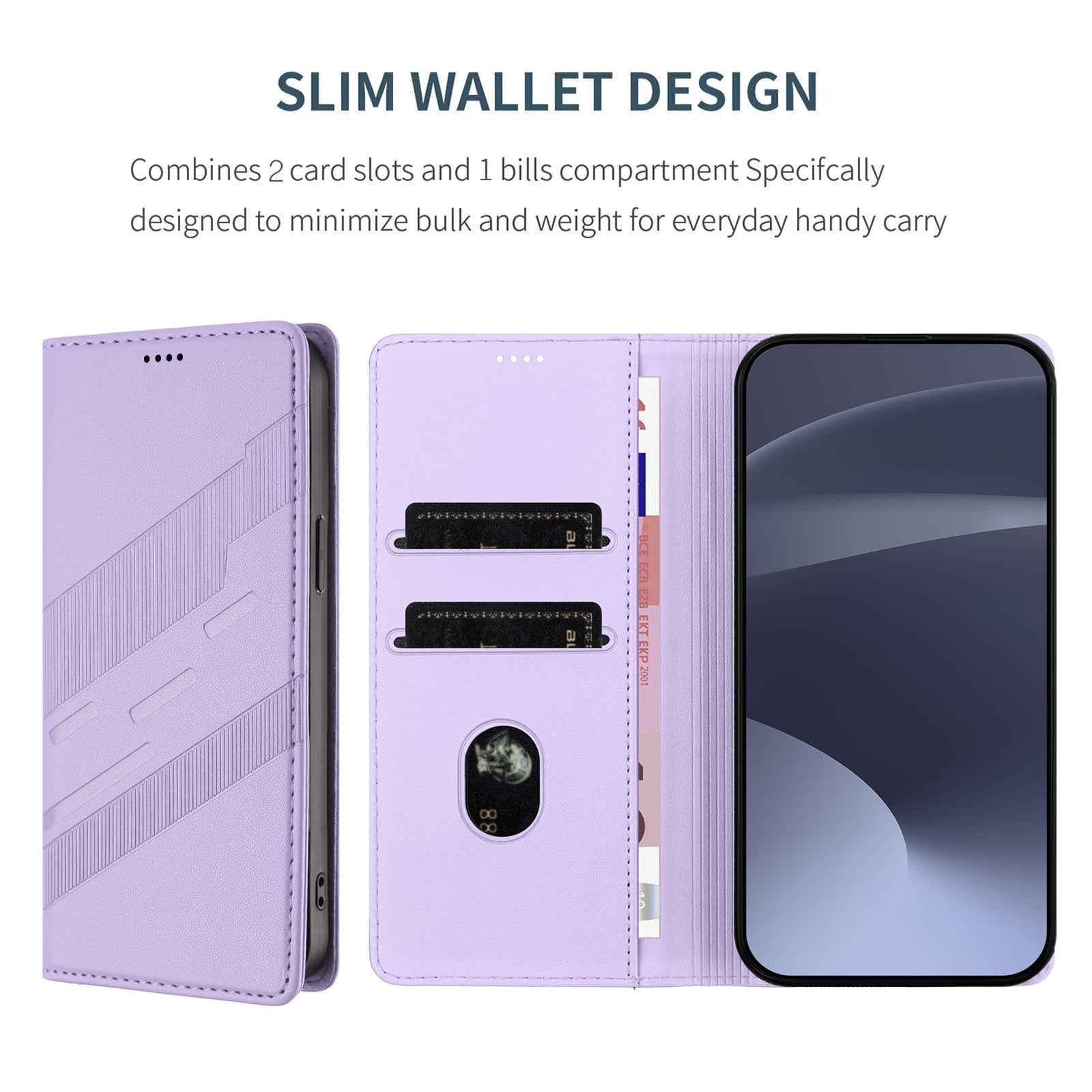 For Samsung Galaxy A57 5G Phone Cases Punk Style Imprinted Wallet Stand Leather Cover - Light Purple